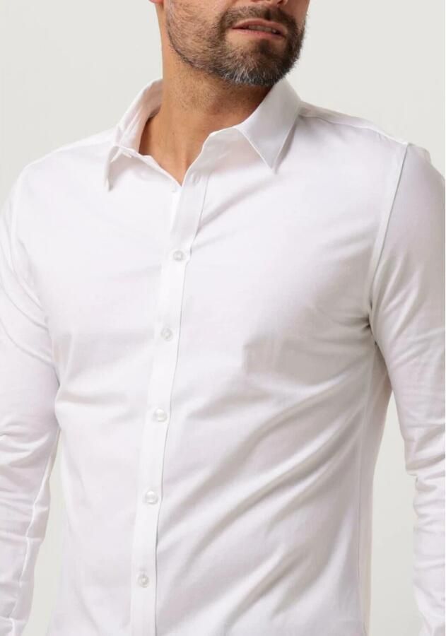 PURE PATH Heren Overhemden Jersey Basis Shirt Wit - Foto 5