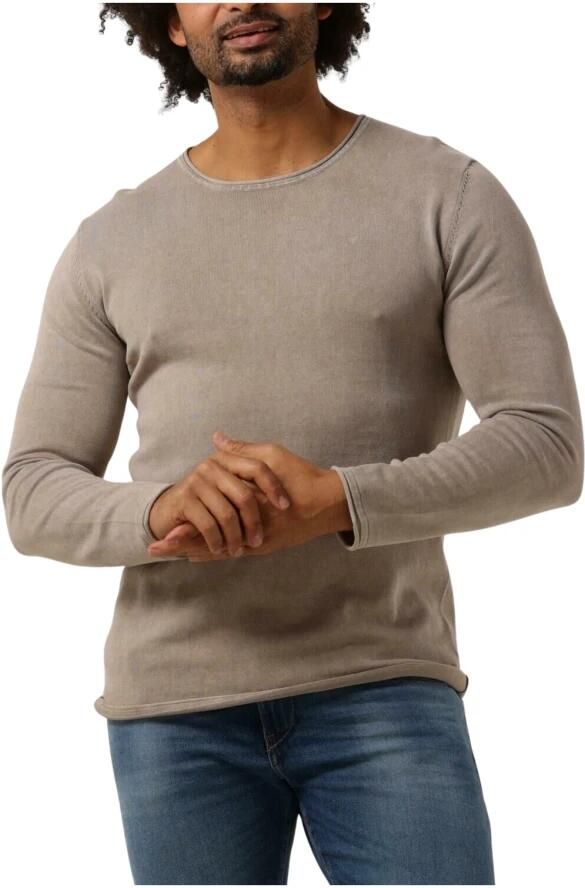 PURE PATH Heren Truien & Vesten Flat Knitted Shirt With Small Logo On Chest Zand - Foto 7