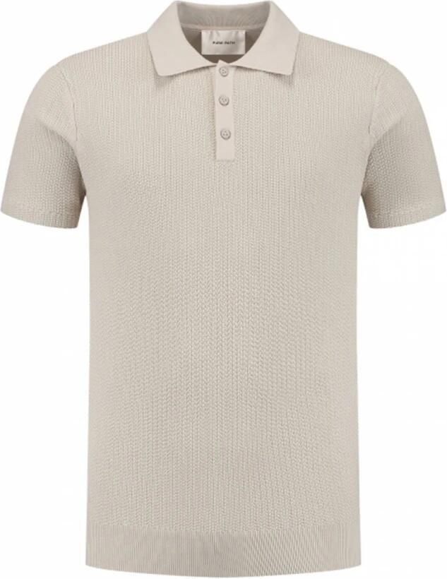 PURE PATH Heren Polo's & T-shirts Regular Fit Polo Ss Knitwear Beige - Foto 5