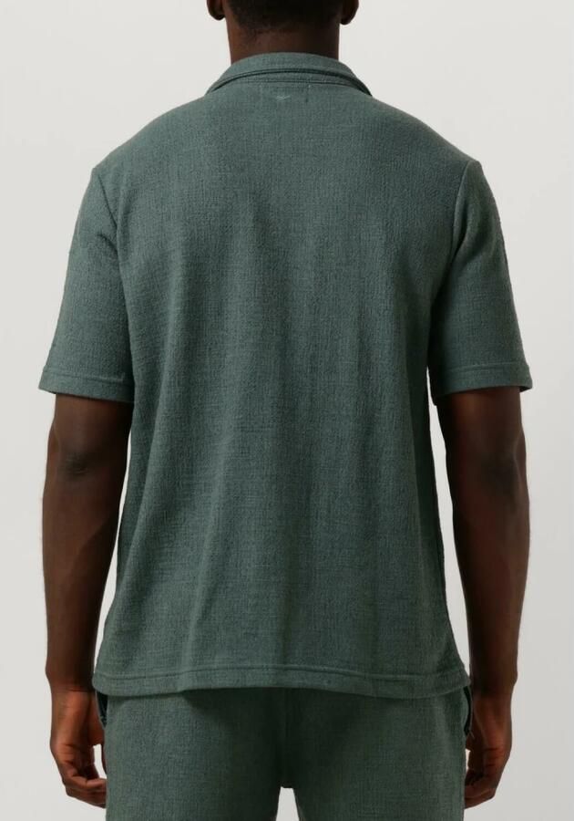PURE PATH Heren Overhemden Structured Shortsleeve Shirt With Chest Pocket And Embroidery Groen - Foto 2