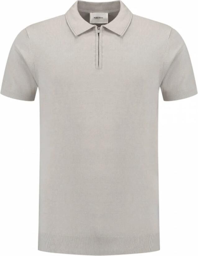 PURE PATH Heren Polo's & T-shirts Regular Fit Polo Ss Half Zip Knitwear Beige