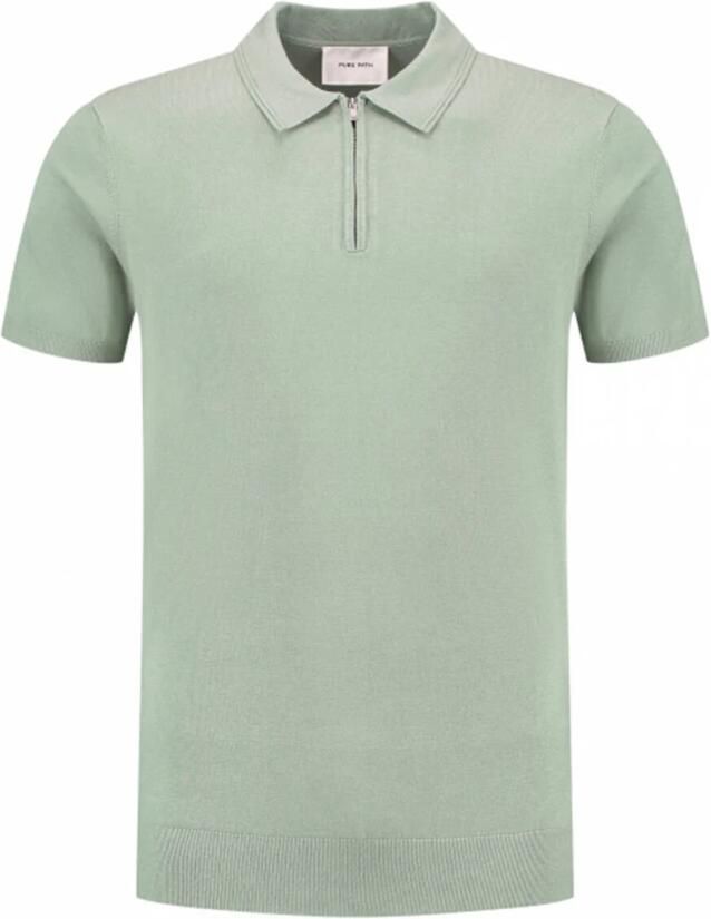 PURE PATH Heren Polo's & T-shirts Regular Fit Polo Ss Half Zip Knitwear Groen - Foto 5
