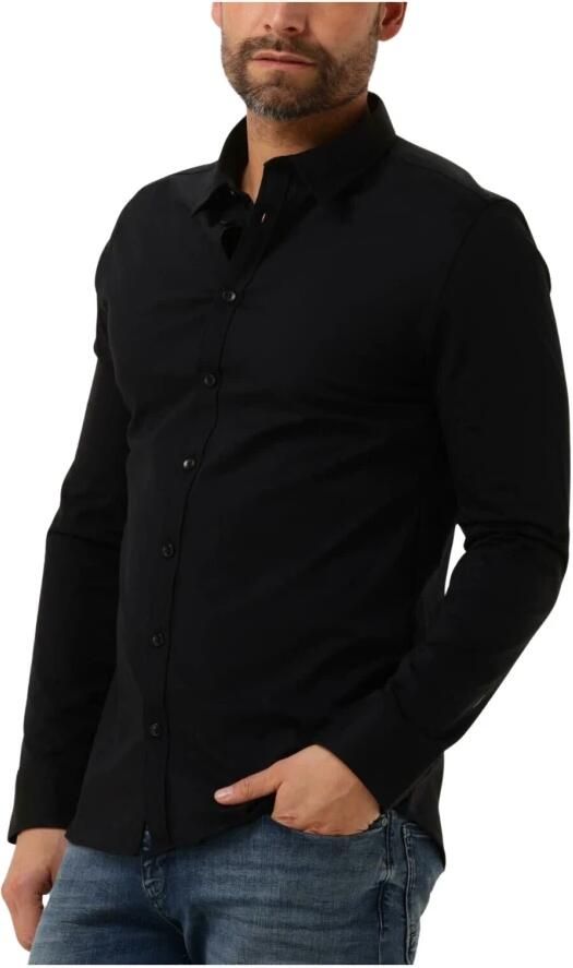 PURE PATH Heren Overhemden Jersey Basis Shirt Zwart - Foto 6