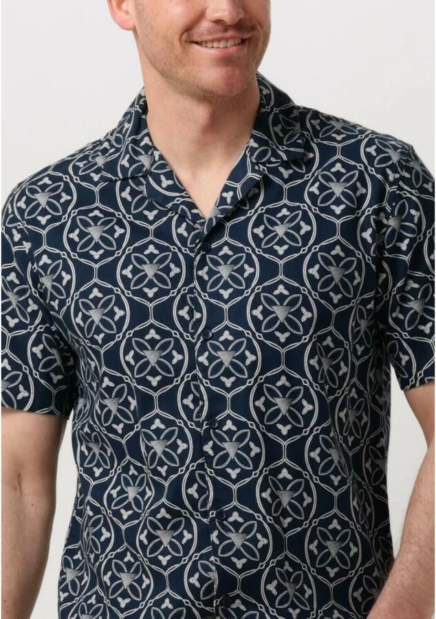 PURE PATH Heren Overhemden Shortsleeve With All-over-print Donkerblauw - Foto 4
