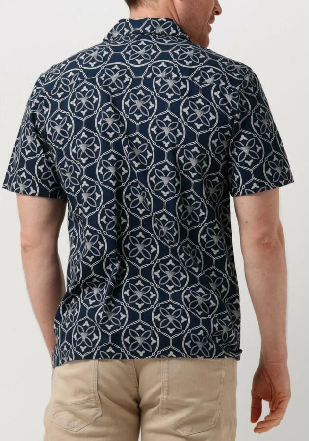 PURE PATH Heren Overhemden Shortsleeve With All-over-print Donkerblauw - Foto 5