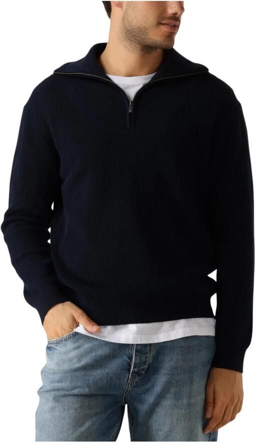 PURE PATH Heren Truien & Vesten Loose Fit Knitwear Halfzip818 Donkerblauw - Foto 3