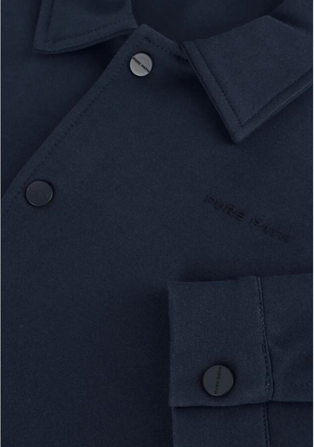 PURE PATH Heren Overshirts Punta Coack Shirt With Press Buttons And Front Print Donkerblauw