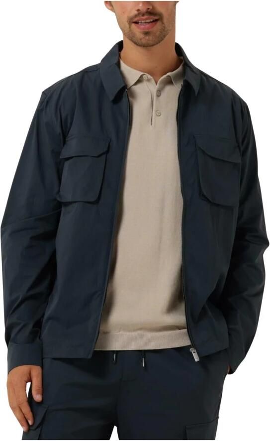 PURE PATH Heren Overshirts Shirt With Front Zipper And Chest Pockets Donkerblauw - Foto 6