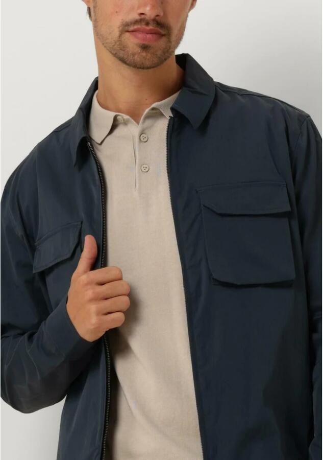 PURE PATH Heren Overshirts Shirt With Front Zipper And Chest Pockets Donkerblauw - Foto 4