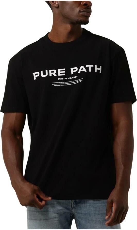 PURE PATH Heren Polo's & T-shirts Tshirt With Front Print Zwart - Foto 3