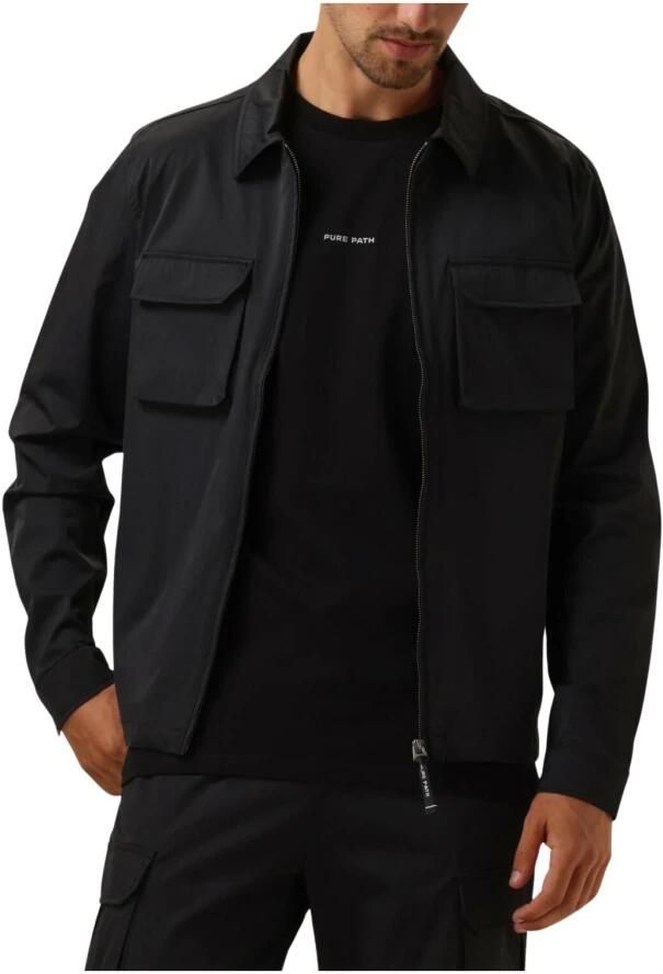 PURE PATH Heren Overshirts Regular Fit Shirts Over204 Zwart - Foto 3