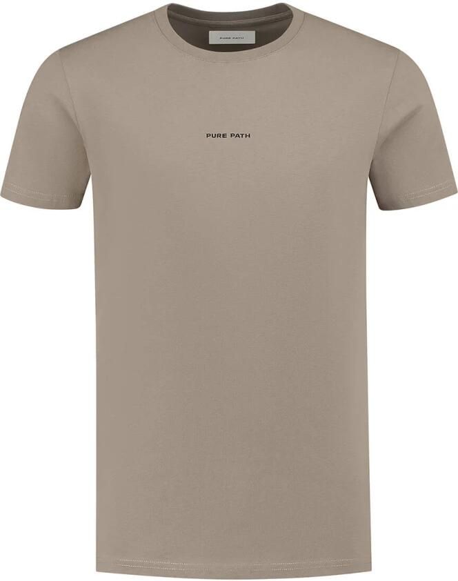 PURE PATH Heren Polo's & T-shirts Essential Logo T-shirt Taupe - Foto 2