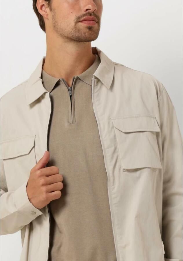 PURE PATH Heren Overshirts Shirt With Front Zipper And Chest Pockets Zand - Foto 4