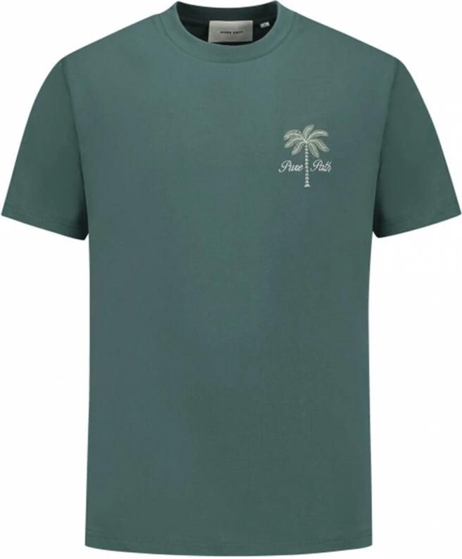 PURE PATH Heren Polo's & T-shirts Loose Fit Crewneck Ss T-shirts Groen