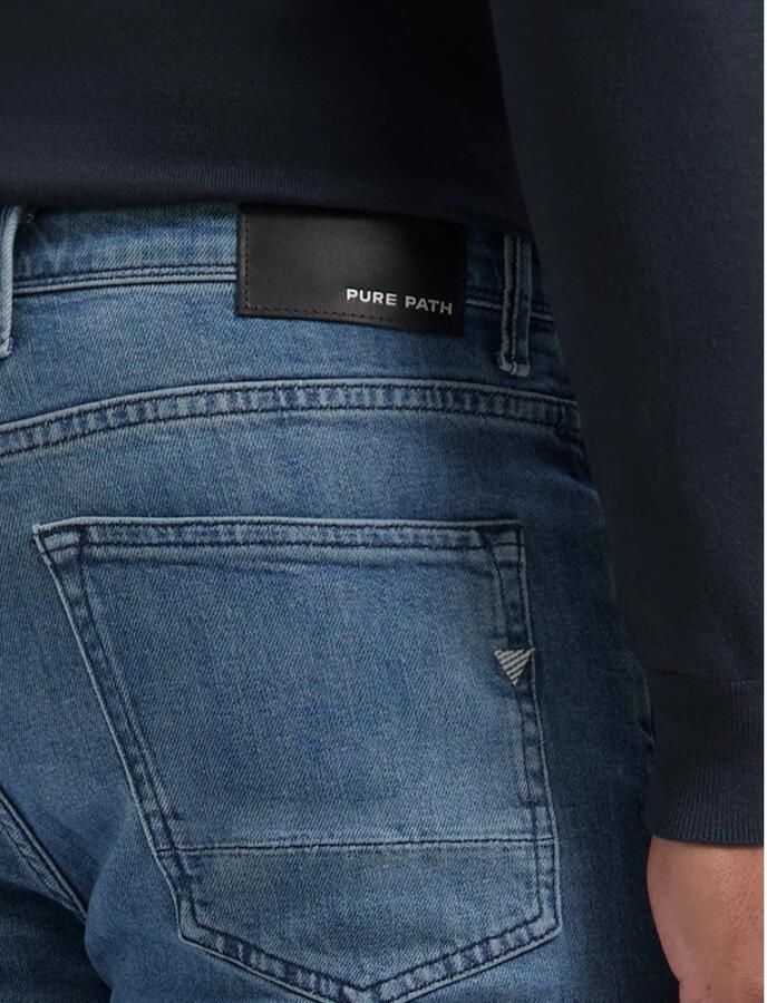 Pure Path Ryan Slim Fit Stone Washed Jeans Blue Heren - Foto 2