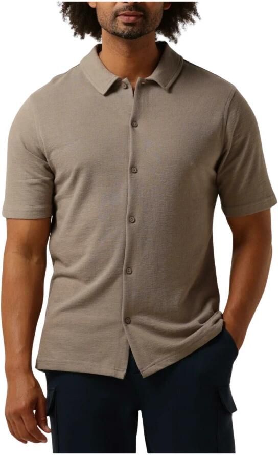 PURE PATH Heren Overhemden Shortsleeve Shirt Button Up Taupe - Foto 3