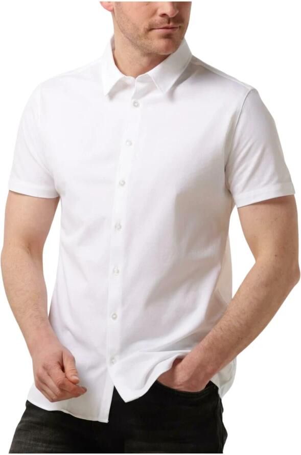 PURE PATH Heren Overhemden Pique Shortsleeve Button Up Shirt Wit - Foto 3