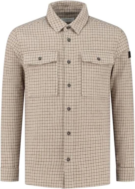PUREWHITE Heren Overhemden Heritage Pattern Overshirt With Two Chest Pockets Bruin
