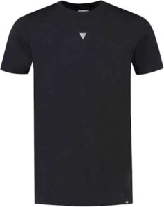 PureWhite Korte mouw T-shirt met voor- en achterprint Zwart Heren
