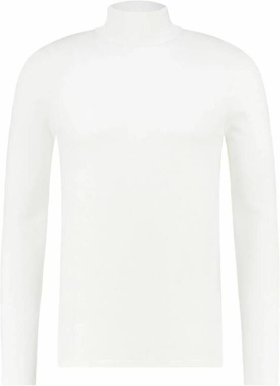 Pure white dunnere zachte off white slim fit turtleneck trui viscose nylon valt kleiner