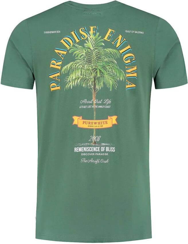 PUREWHITE Heren Polo's & T-shirts Tshirt With Small Logo On Chest And Big Back Print Donkergroen - Foto 5