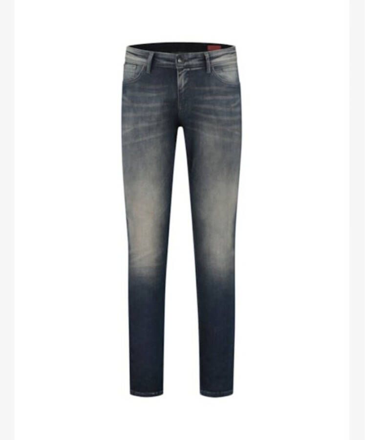 PureWhite Skinny Fit Jeans With A Brown Overdye Denim Dark Blue Blauw Heren
