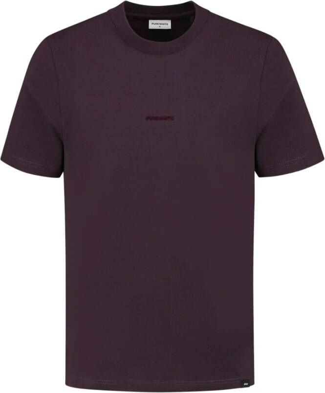 PureWhite T-Shirt- PW S S Front AND Back Print Purple Heren