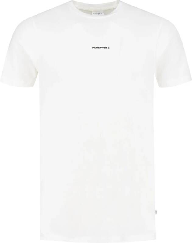 PureWhite T-Shirt- PW S S Logo ON Chest AND BIG Back Print Wit Heren