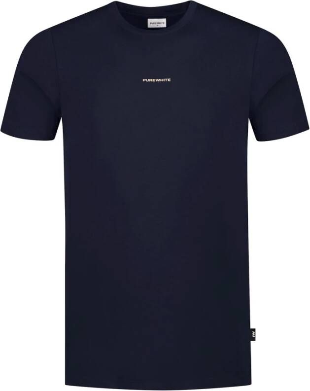 PureWhite T-Shirt- PW with small front logo in middle Blauw Heren