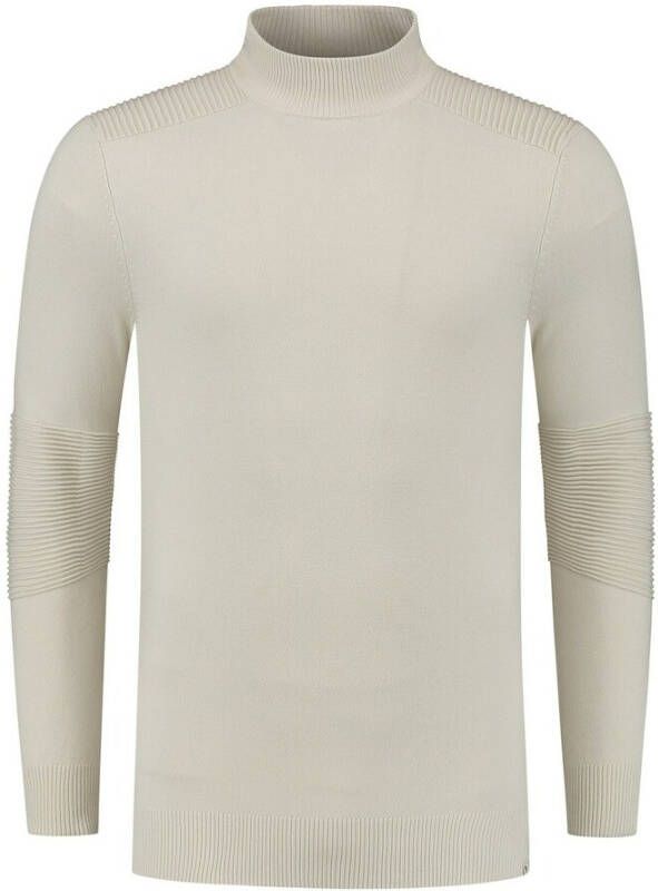 PureWhite Trui- PW Mockneck Flat Knit With Ribbed Parts Wit Heren