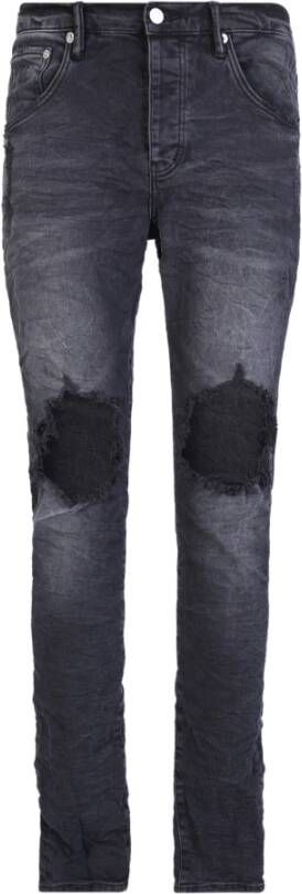 Purple Brand Zwarte Jeans met Handgemaakt Afwerking en Versleten Effect Zwart Heren