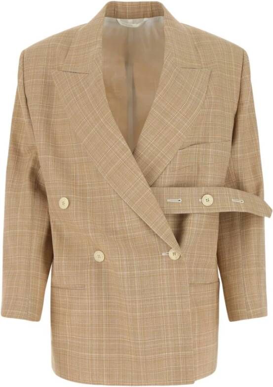 Quira Stijlvolle Wollen Blazer met Borduursel Beige Dames