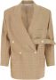 Quira Stijlvolle Wollen Blazer met Borduursel Beige Dames - Thumbnail 1