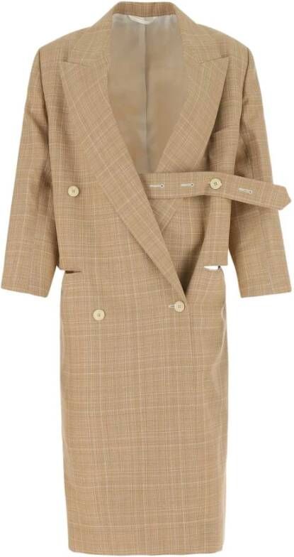 Quira Stijlvolle Wollen Overjas met Borduursel Beige Dames