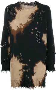 R13 Bleached Distressed Crewneck Sweater Zwart Dames