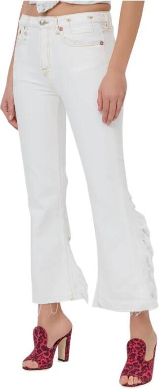 R13 Flared Skinny Jeans met Distressed Effect White Dames