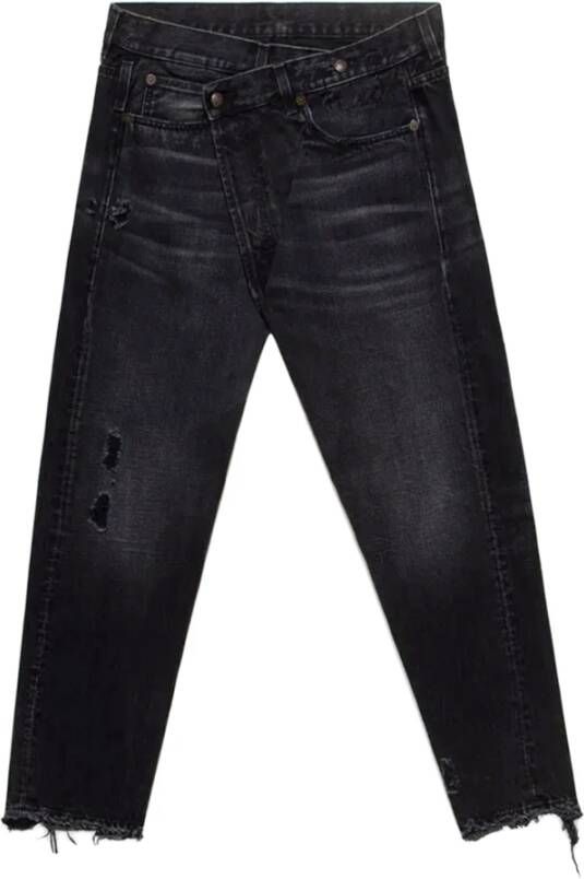 R13 Zwart Grijs Overlappende Geknoopte Jeans Black Dames