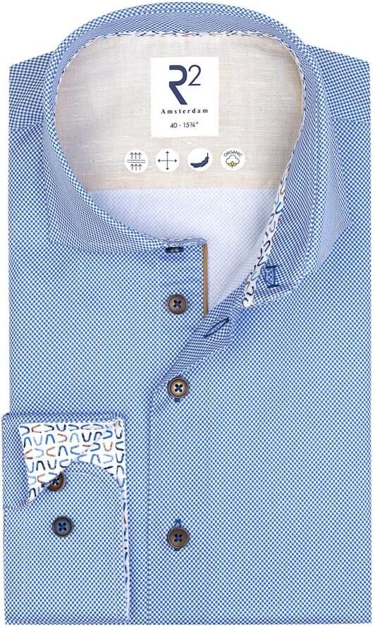 R2 Amsterdam Blauw Business Overhemd Slim Fit Blue Heren