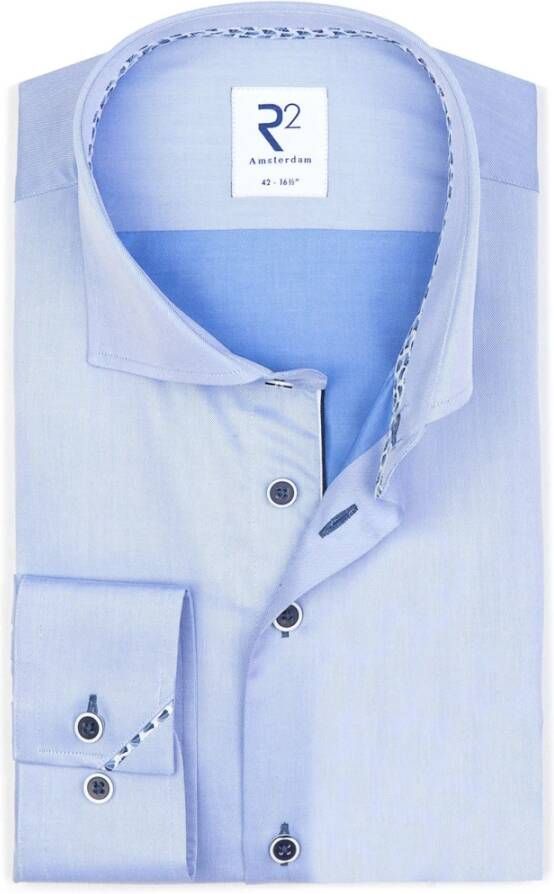 R2 Amsterdam Overhemd Lange Mouw R2 Overhemd Twill Blauw