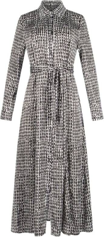 Radical Elegante Zwarte Gestreepte Midi Jurk Black Dames