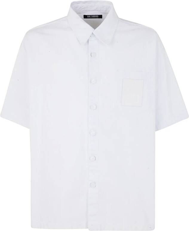Raf Simons Oversized Short Sleeved Denim Shirt White Heren