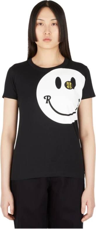 Raf Simons Smiley T-Shirt Zwart Dames