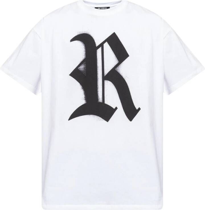 Raf Simons T-shirt met contrasterend Maxi R-print Black Heren