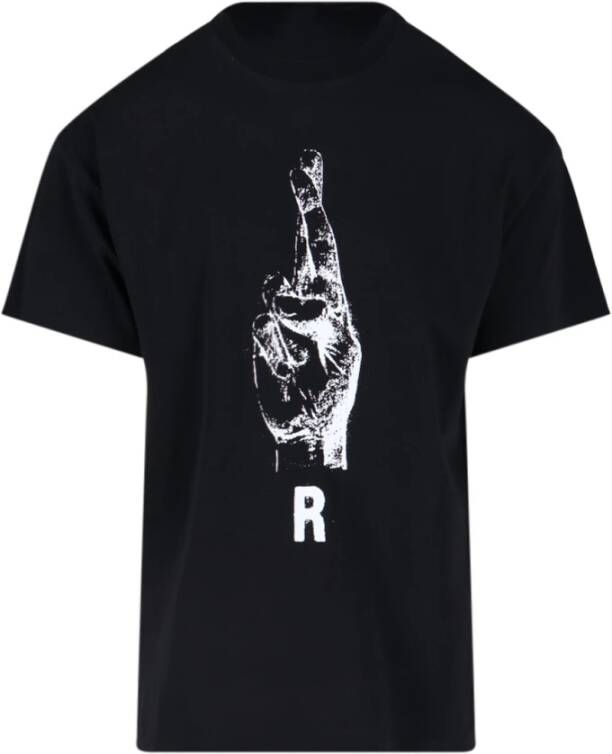 Raf Simons Grafische Print Handteken T-shirt Black Heren