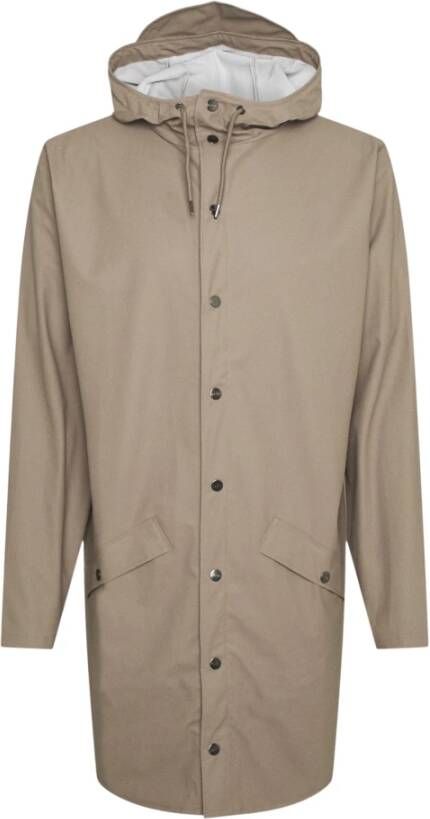 Rains Winddichte Lange Jas Beige Dames