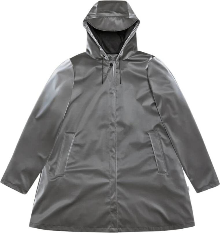 Rains Metallic Grijze A-line W Jas Grijs Dames