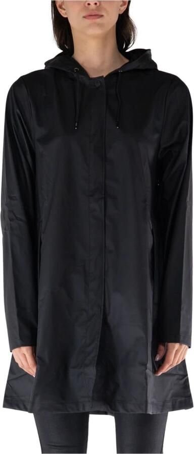 Rains Zwarte Waterdichte Jas met Capuchon Black - Foto 11
