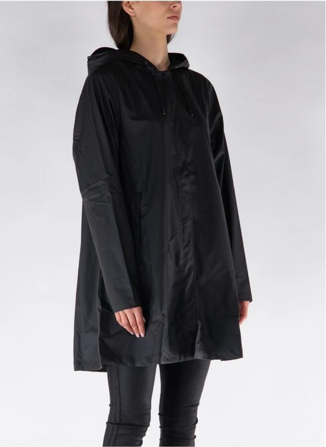 Rains Zwarte Waterdichte Jas met Capuchon Black - Foto 7