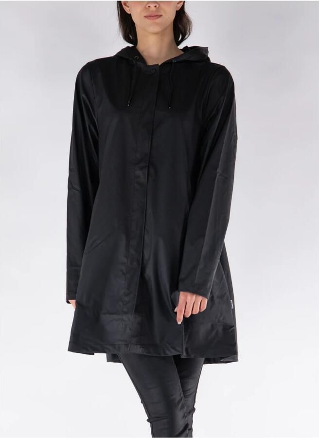Rains Zwarte Waterdichte Jas met Capuchon Black - Foto 8