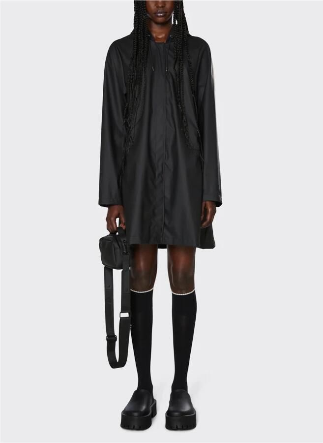 Rains Zwarte Waterdichte Jas met Capuchon Black - Foto 4